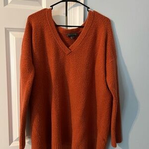 Women's Orange V-Neck Sweater